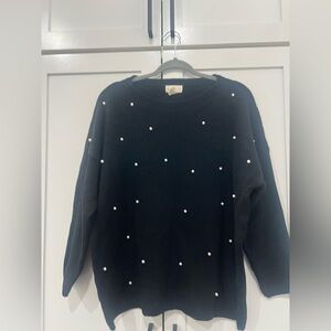 Blu Dahlia Pearl Embellished Pullover medium black Sweater